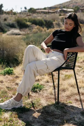 Relaxed Fit Cargo Bungee Pants - Ivory