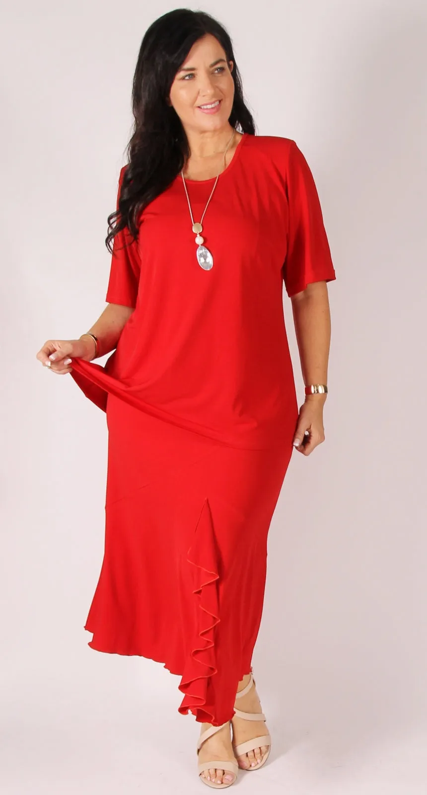 Rikki Round Neck Top Red