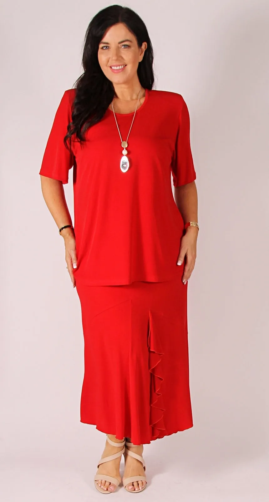 Rikki Round Neck Top Red