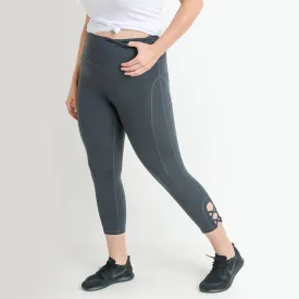 Royal Curves High Waist Lattice Strap Capri Leggings