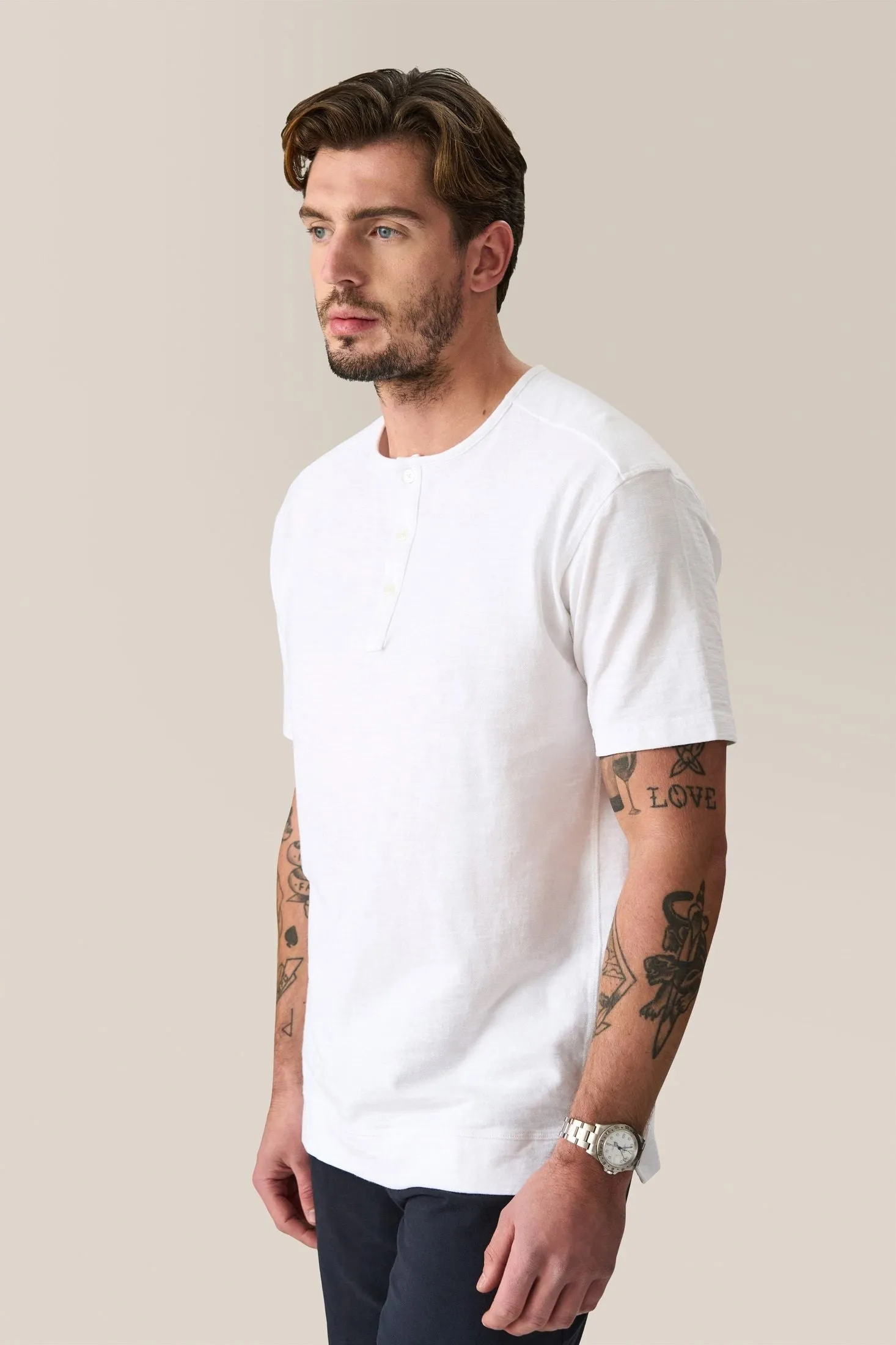 Short Sleeve Henley | Soft Slub Jersey