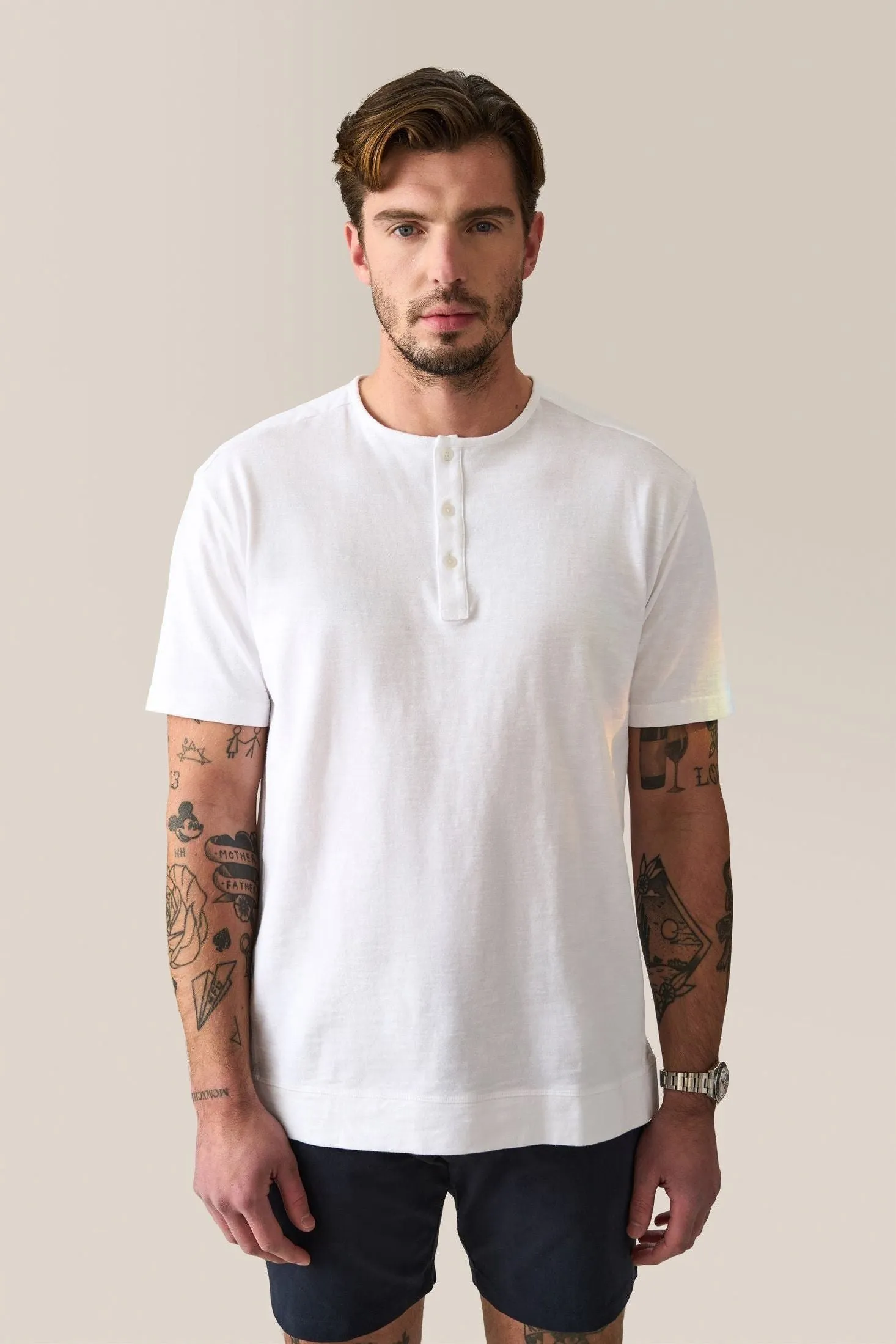 Short Sleeve Henley | Soft Slub Jersey