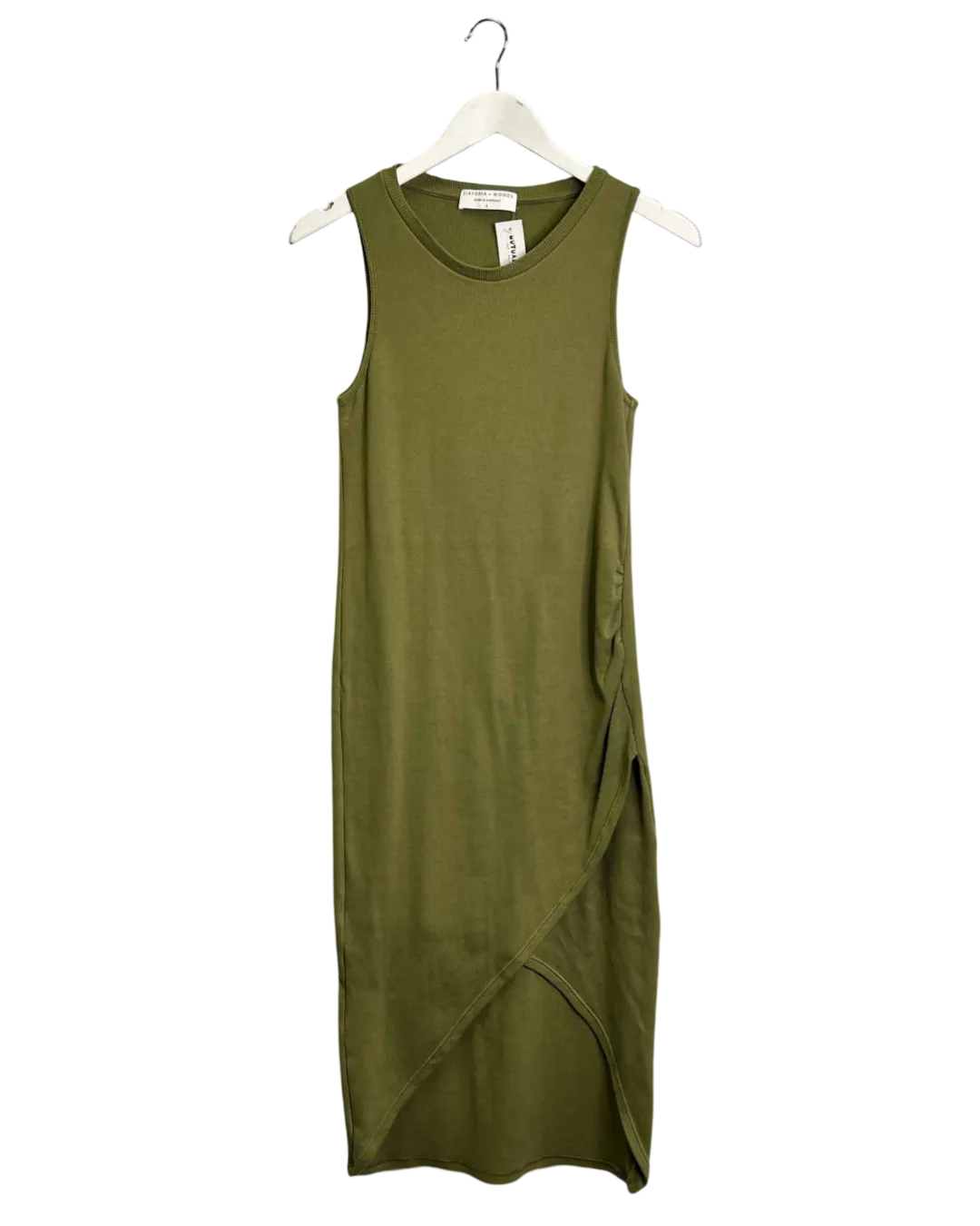 Size 12 - Viktoria & Woods Olive Rib Tank Midi Dress