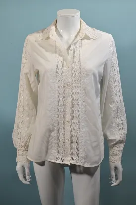 SOLD Vintage White Cut Out Lace Blouse, Cottagecore Feminine Top