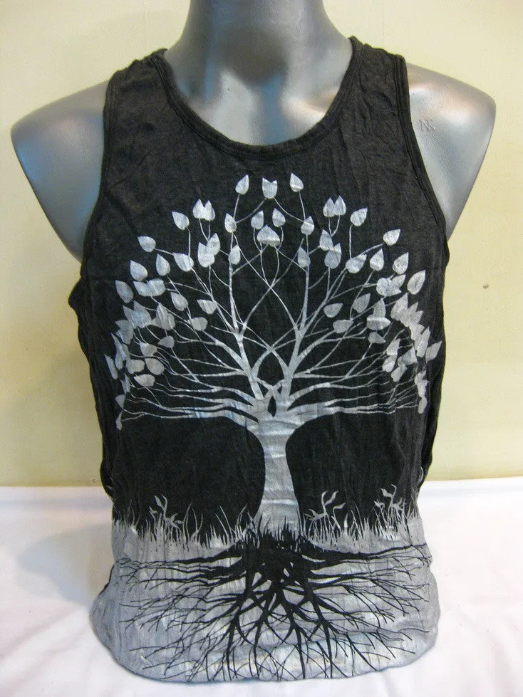 Sure Design Men's Tree Of Life Tank Top Silver on Black