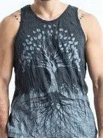 Sure Design Men's Tree Of Life Tank Top Silver on Black