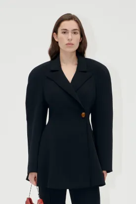 Voluminous Mini Coat Dress - Black