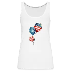 Watercolor Patriotism: Premium Women's Tank Top with American Flag Balloons