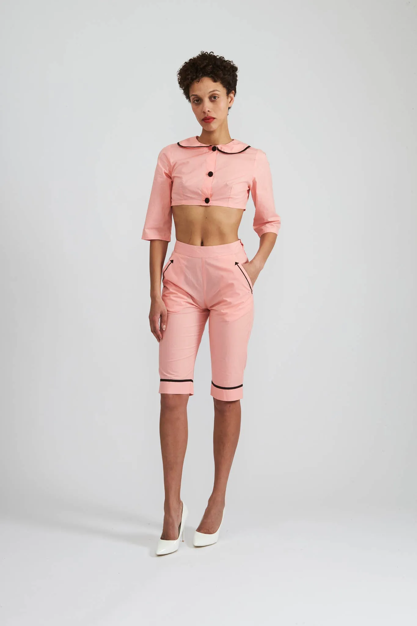 Western Crop Pant in Shell Pink