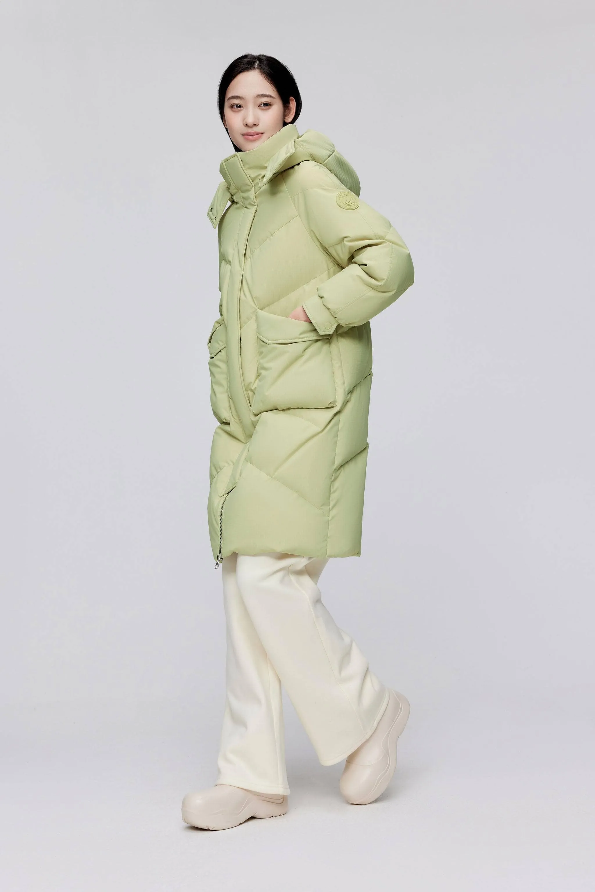 Womens Classic Insulated Down Coat with Cozy Hood - 5252