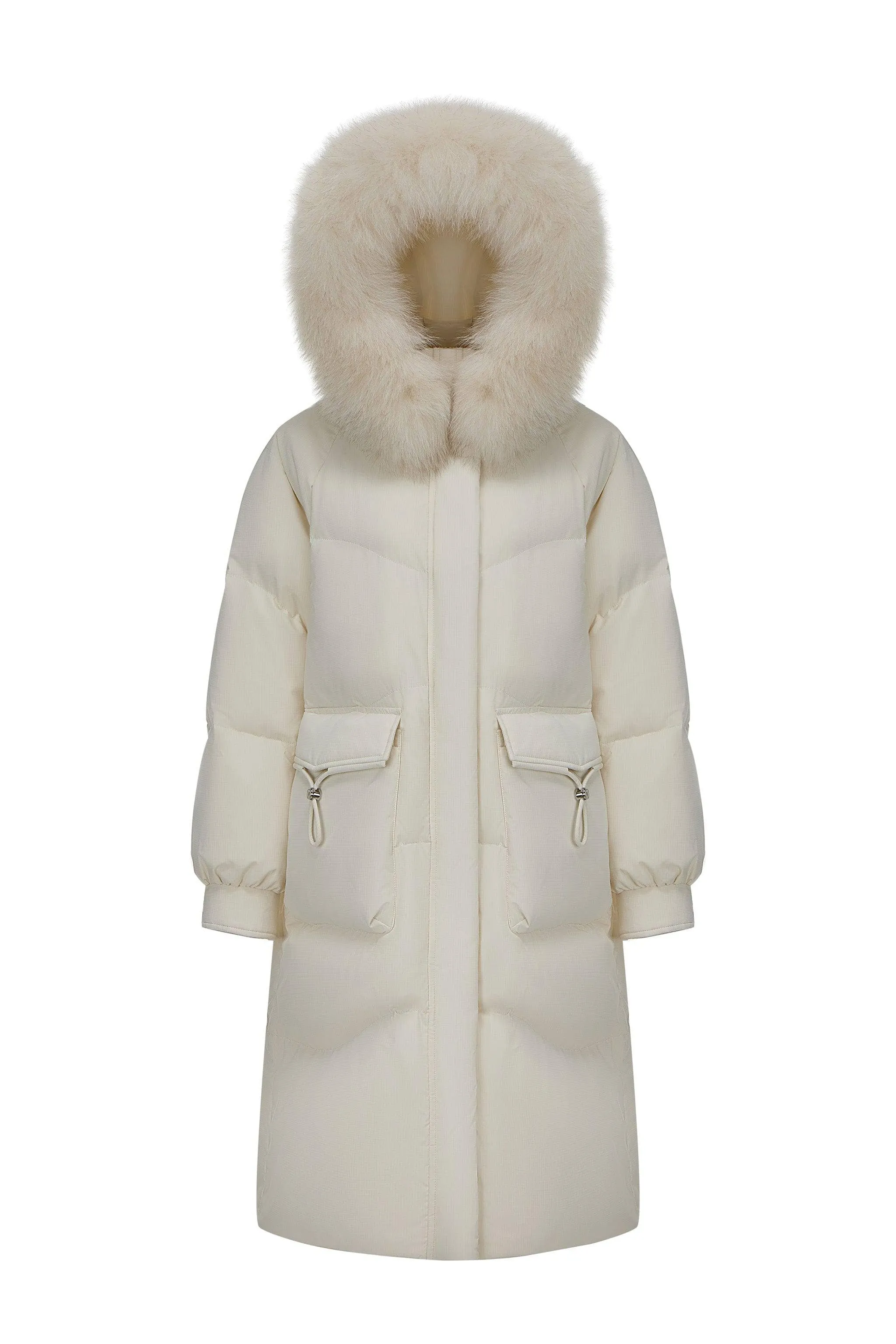 Women's Long Down Coat With Detachable Hood 5212